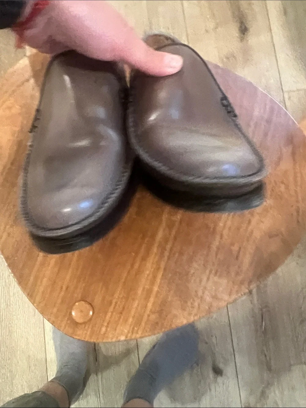 Men's Taupe Leather Slip-On Loafers Regal 50 Anniversary in Japan sz 24 1/2
